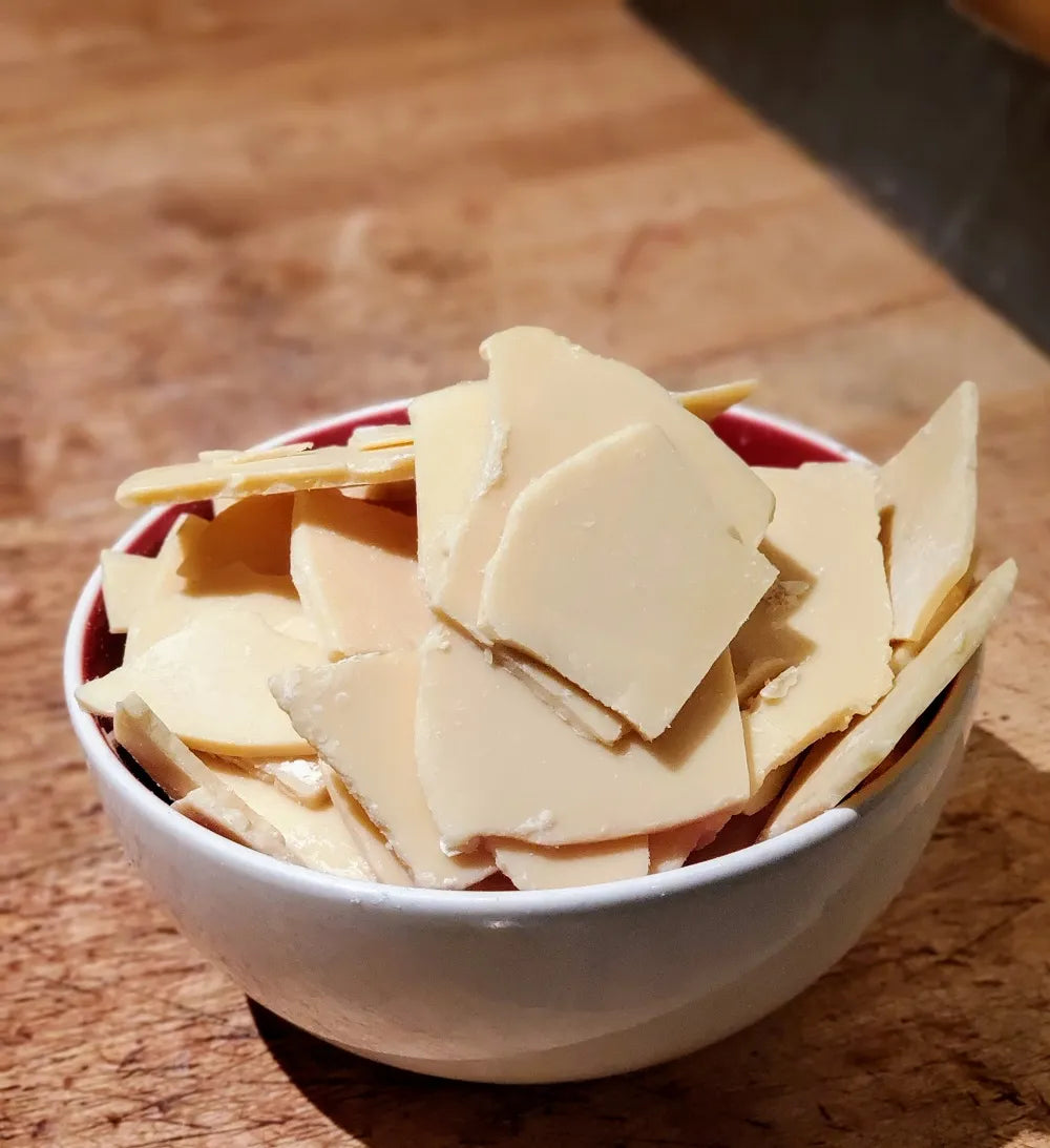 Close up of a bowl of Cacao Butter