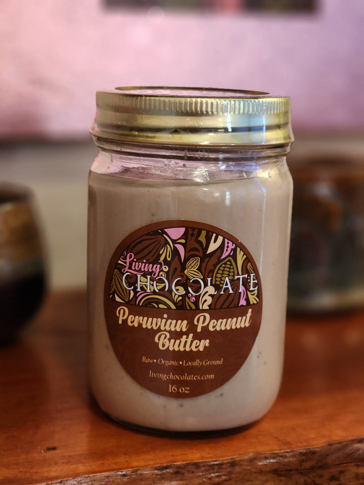 A jar of Peruvian Peanut Butter