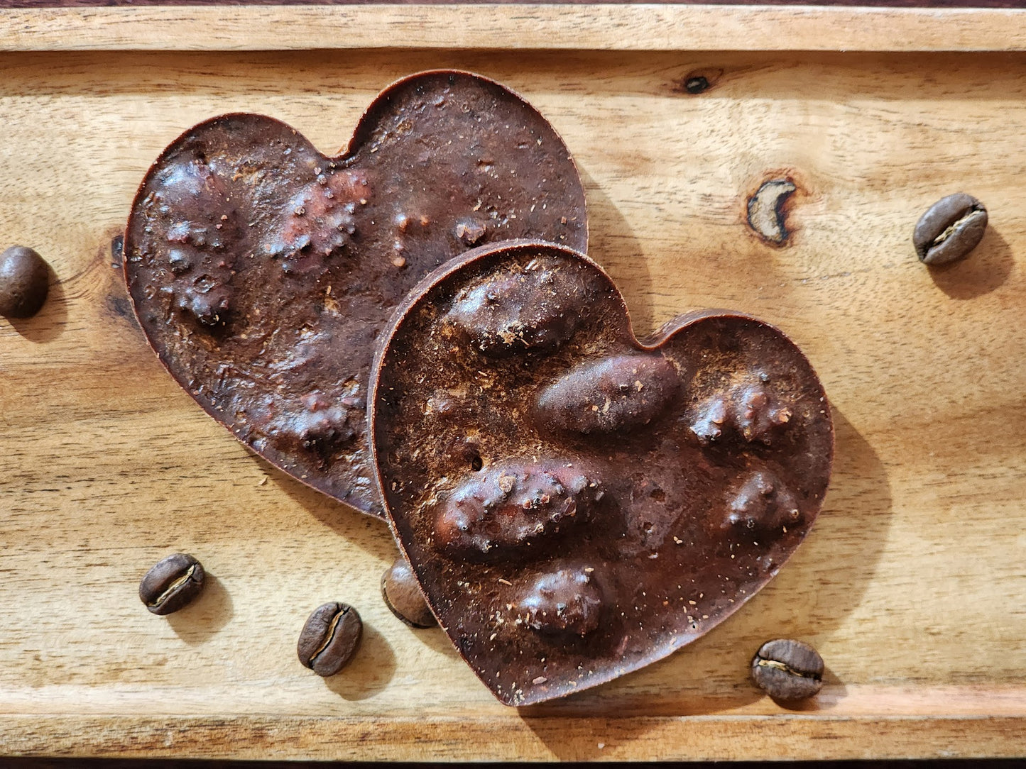 Close up of Whole Cacao Treats with Coffee Beans