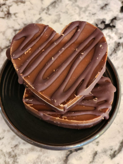 Our peanut butter bar in a heart shaped fashion.