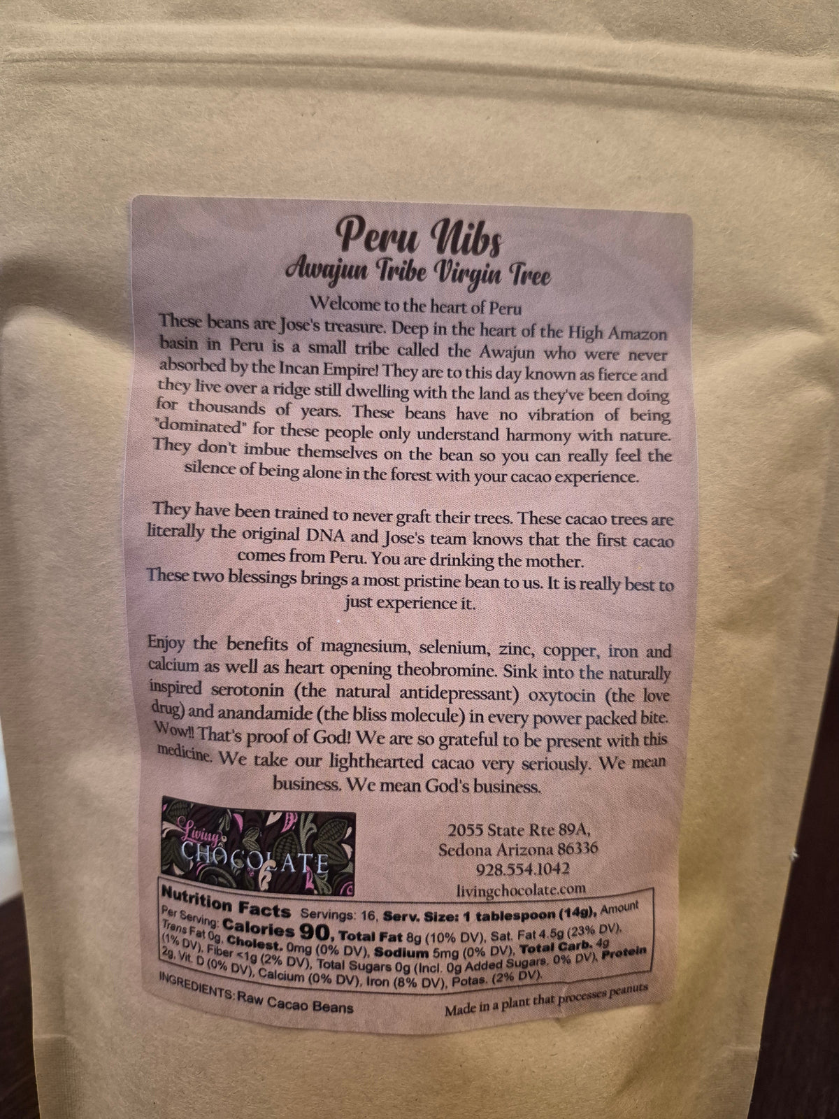 Peru Cacao Nibs - Awajun Tribe Virgin Tree - 8 oz