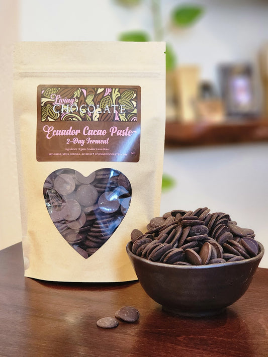 A bag and bowl of Ecuador Cacao Paste 