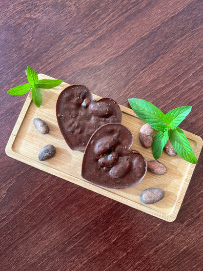 Whole Cacao Treats with Fresh Peppermint leaves